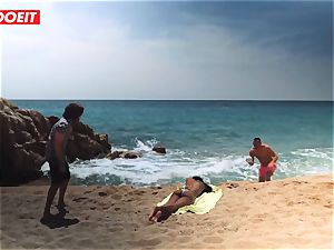 LETSDOEIT - super-hot black teenager ravaged stiff At The Beach